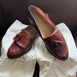 Vintage GUCCI Men's Brown Tassel Leather Loafers
